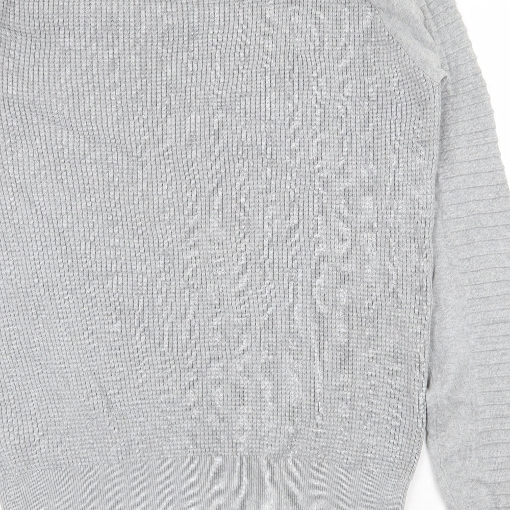 Brave Soul Mens Grey Round Neck Cotton Pullover Jumper Size M