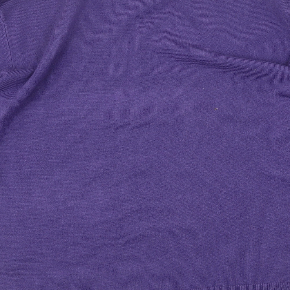 thomas na Mens Purple V-Neck Acrylic Pullover Jumper Size S