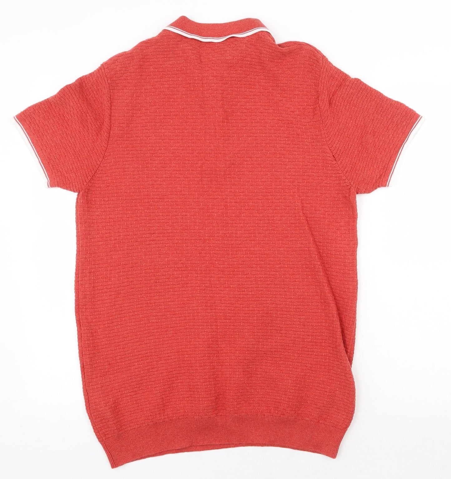 Racing Green Mens Red Cotton Polo Size M Collared Button