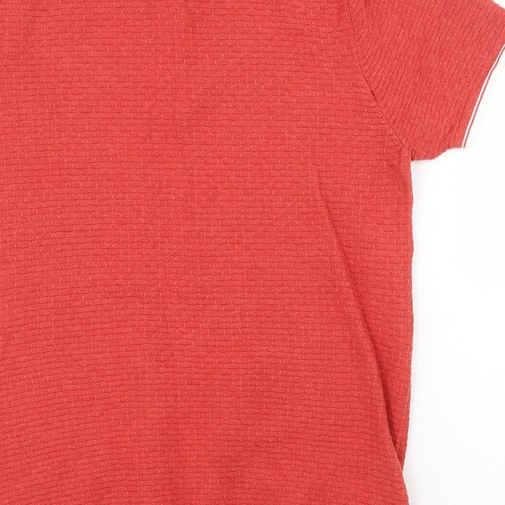 Racing Green Mens Red Cotton Polo Size M Collared Button