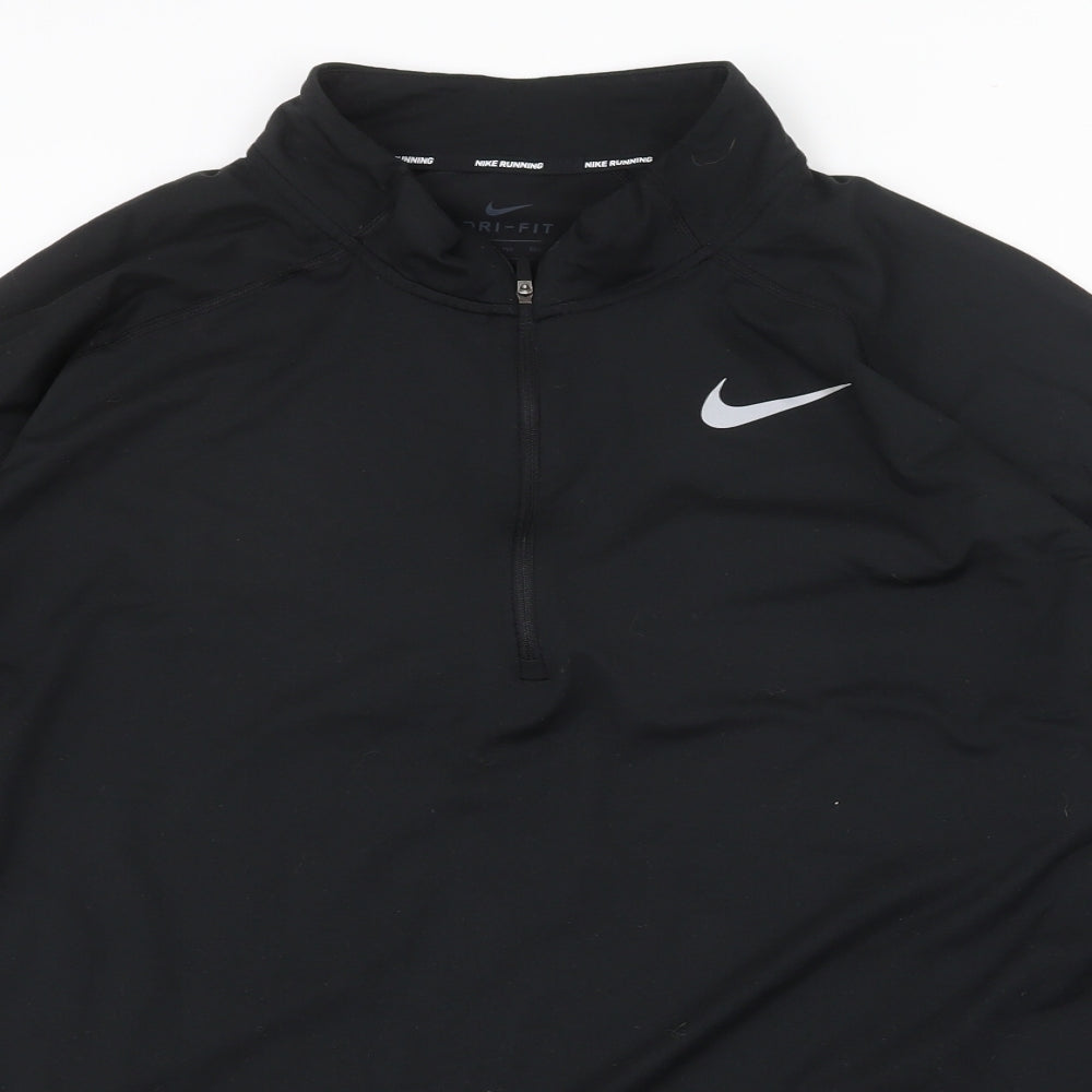 Nike Mens Black Polyester Pullover Casual Size 2XL Mock Neck Zip