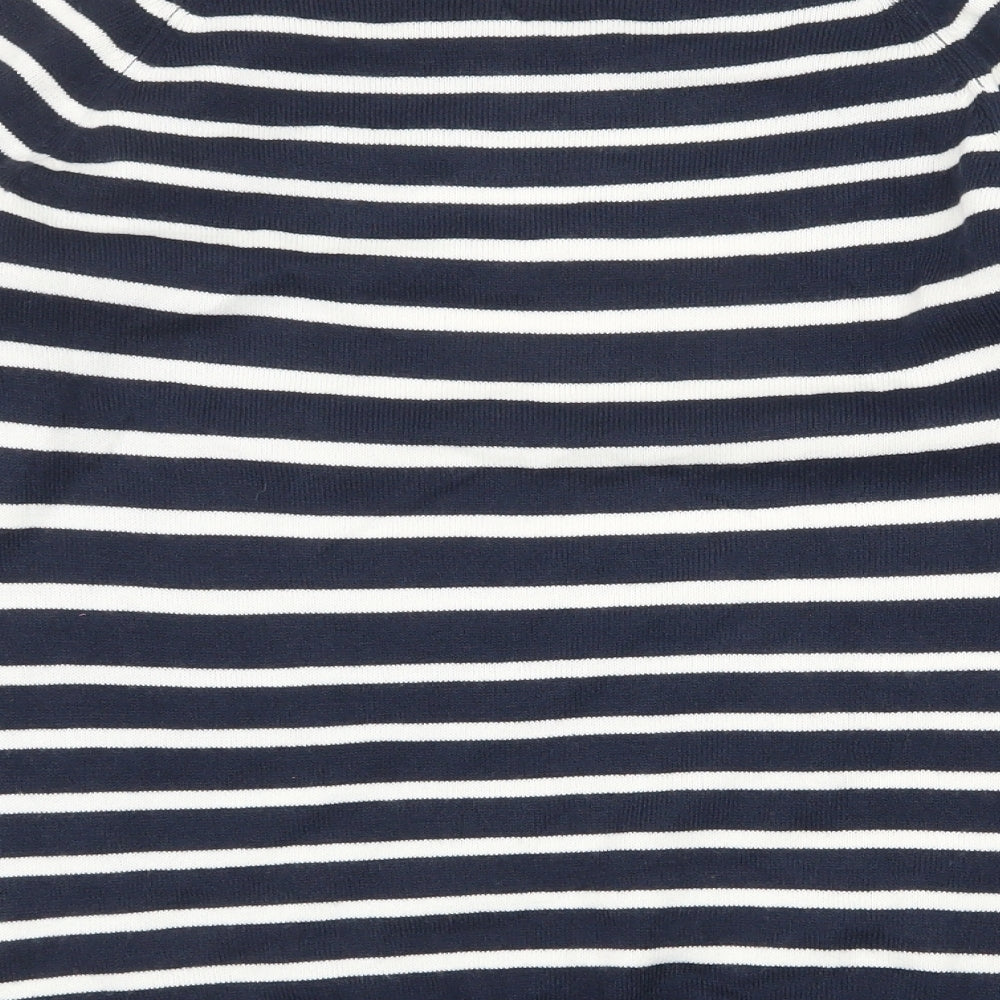 TU Womens Blue Scoop Neck Striped Acrylic Pullover Jumper Size 10