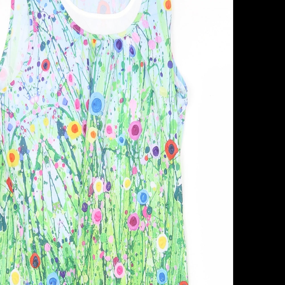 Preworn Womens Multicoloured Floral Polyester Shift Size 3XL Scoop Neck Pullover