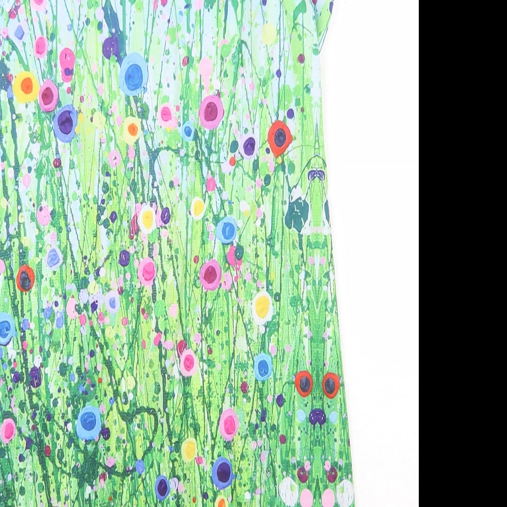 Preworn Womens Multicoloured Floral Polyester Shift Size 3XL Scoop Neck Pullover