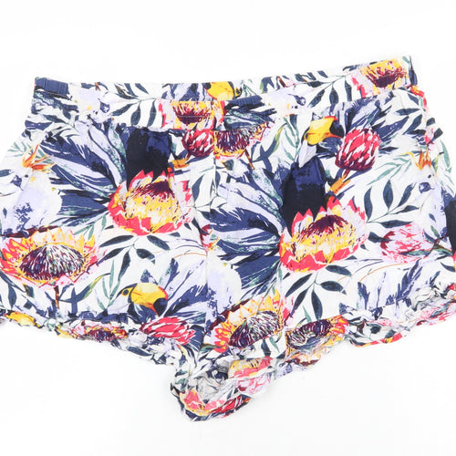 Pretty Secrets Womens Multicoloured Floral Viscose Hot Pants Shorts Size 20 Regular Pull On