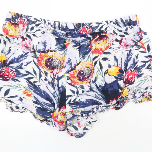 Pretty Secrets Womens Multicoloured Floral Viscose Hot Pants Shorts Size 20 Regular Pull On