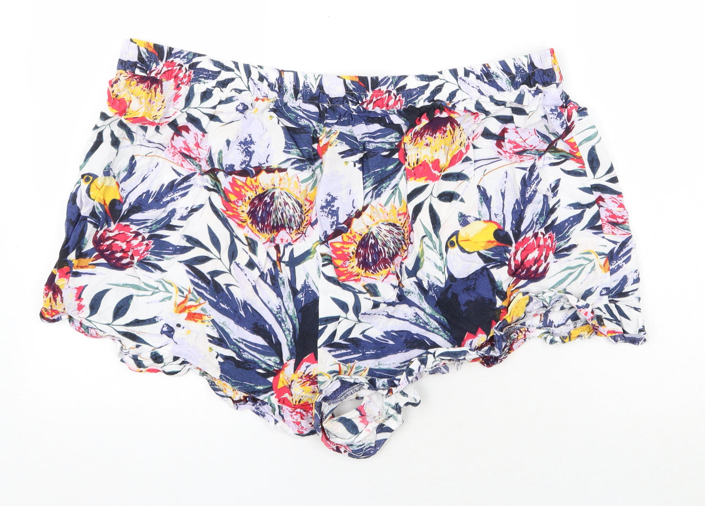 Pretty Secrets Womens Multicoloured Floral Viscose Hot Pants Shorts Size 20 Regular Pull On