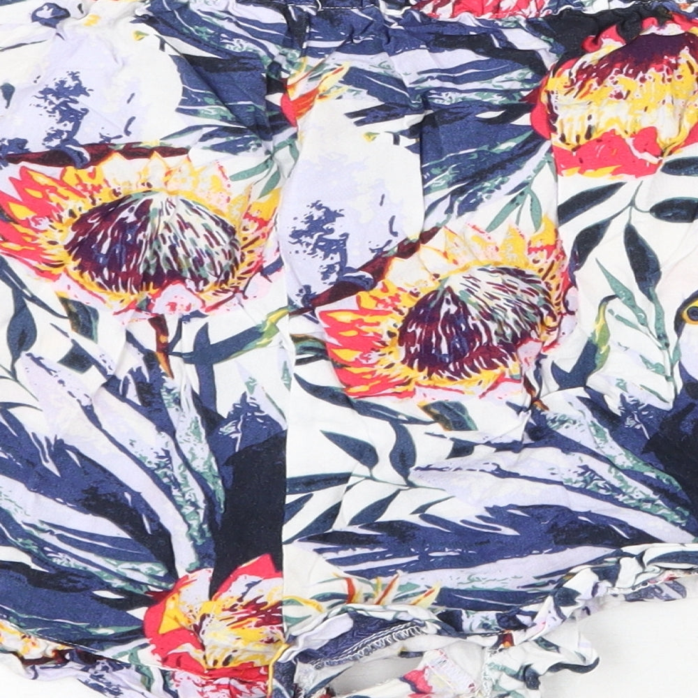Pretty Secrets Womens Multicoloured Floral Viscose Hot Pants Shorts Size 20 Regular Pull On