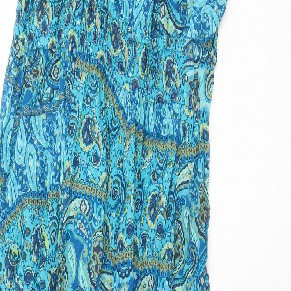 Cherokee Womens Blue Paisley 100% Cotton Maxi Size 10 V-Neck Pullover