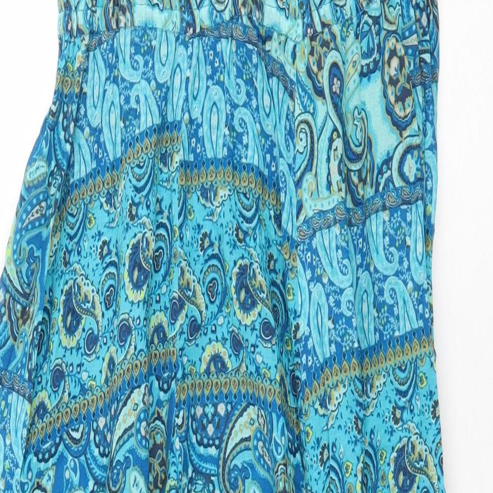 Cherokee Womens Blue Paisley 100% Cotton Maxi Size 10 V-Neck Pullover