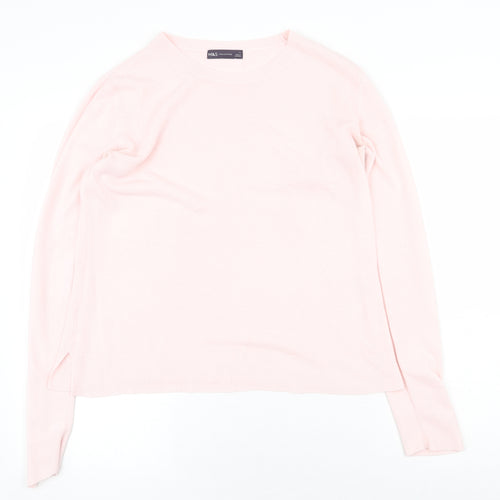 Marks and Spencer Womens Pink Boat Neck Acrylic Pullover Jumper Size 12