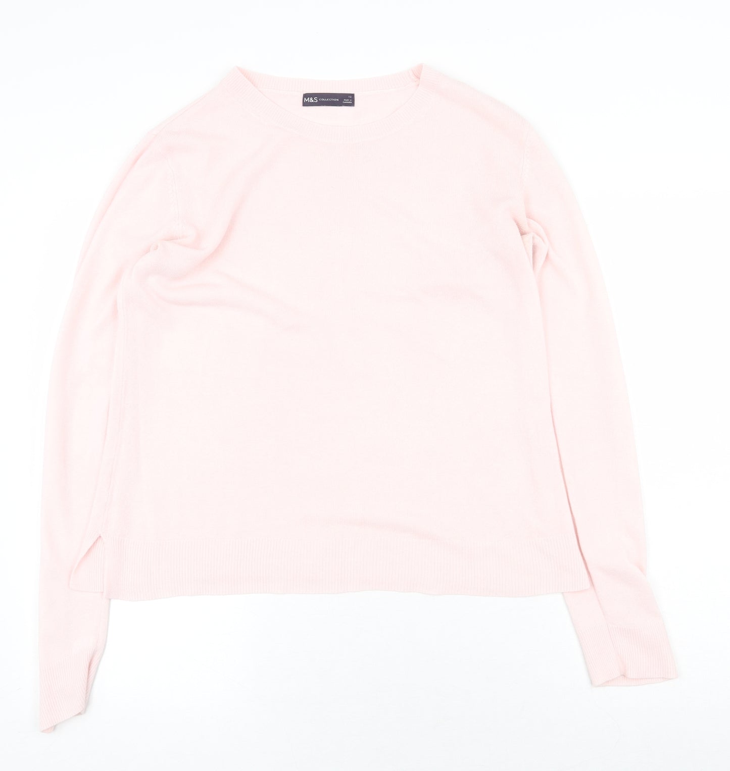 Marks and Spencer Womens Pink Boat Neck Acrylic Pullover Jumper Size 12