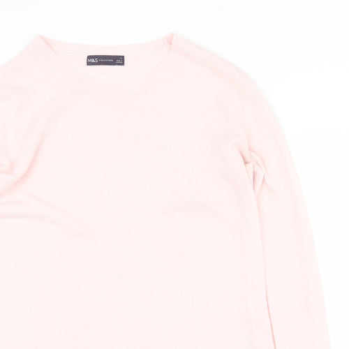 Marks and Spencer Womens Pink Boat Neck Acrylic Pullover Jumper Size 12