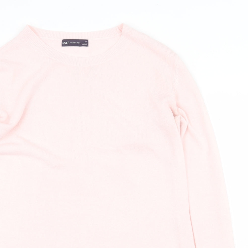 Marks and Spencer Womens Pink Boat Neck Acrylic Pullover Jumper Size 12