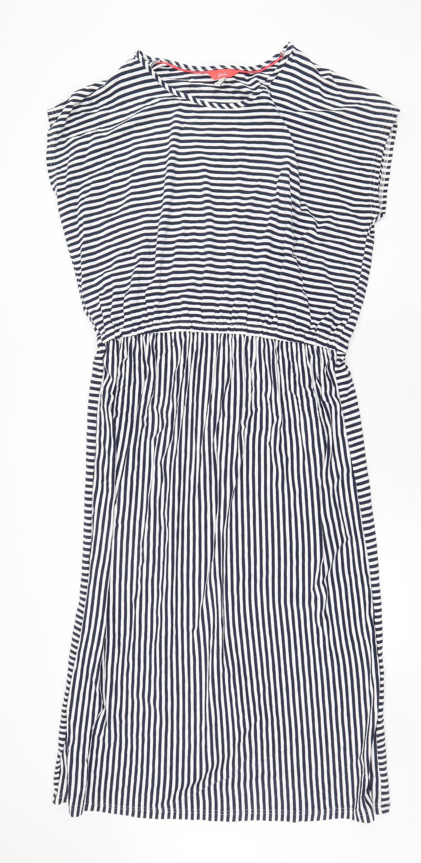 Joules Womens Blue Striped Cotton Fit & Flare Size 16 Round Neck Pullover
