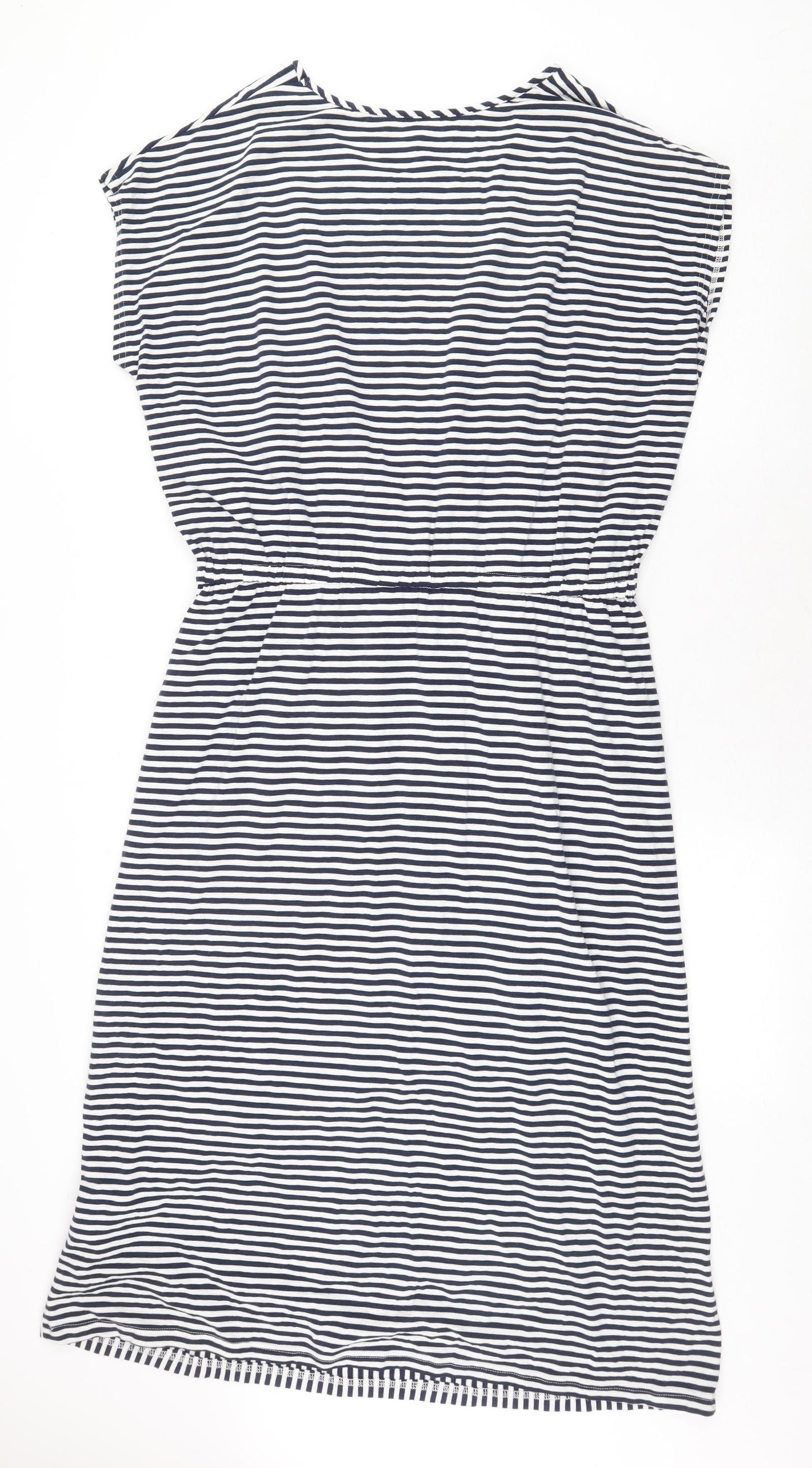 Joules Womens Blue Striped Cotton Fit & Flare Size 16 Round Neck Pullover