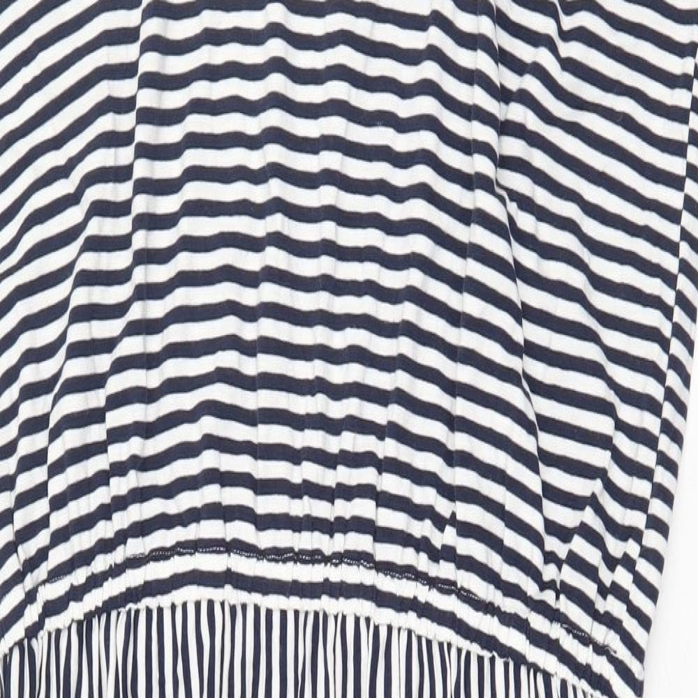 Joules Womens Blue Striped Cotton Fit & Flare Size 16 Round Neck Pullover
