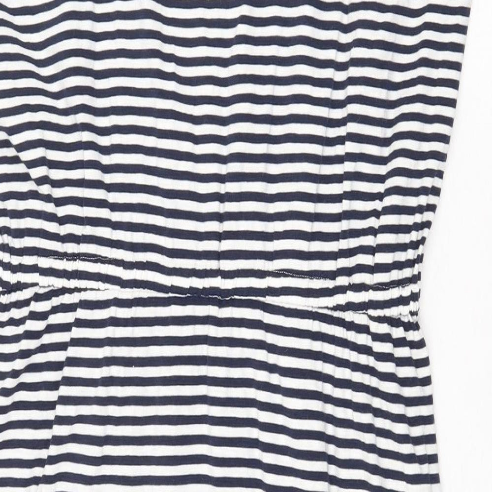 Joules Womens Blue Striped Cotton Fit & Flare Size 16 Round Neck Pullover