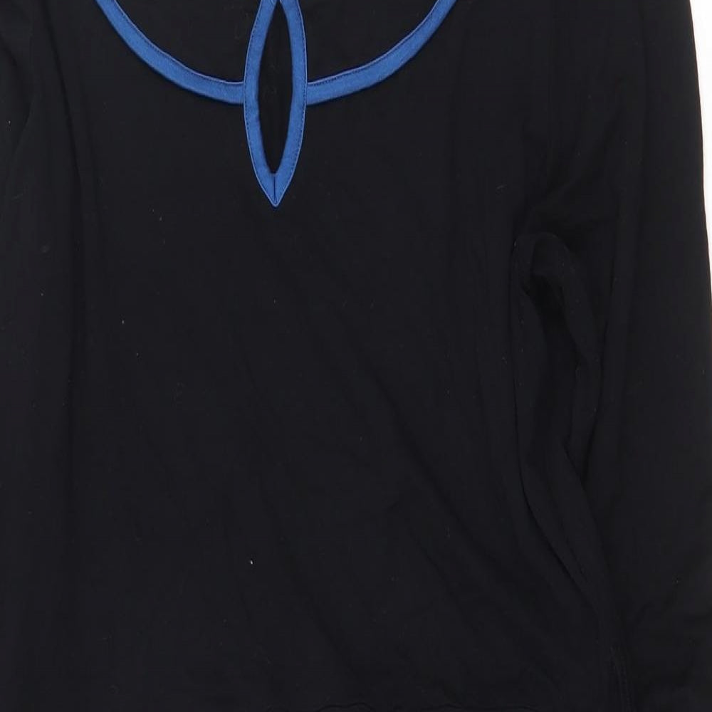 NEXT Womens Black Geometric Viscose Fit & Flare Size 14 Scoop Neck Button
