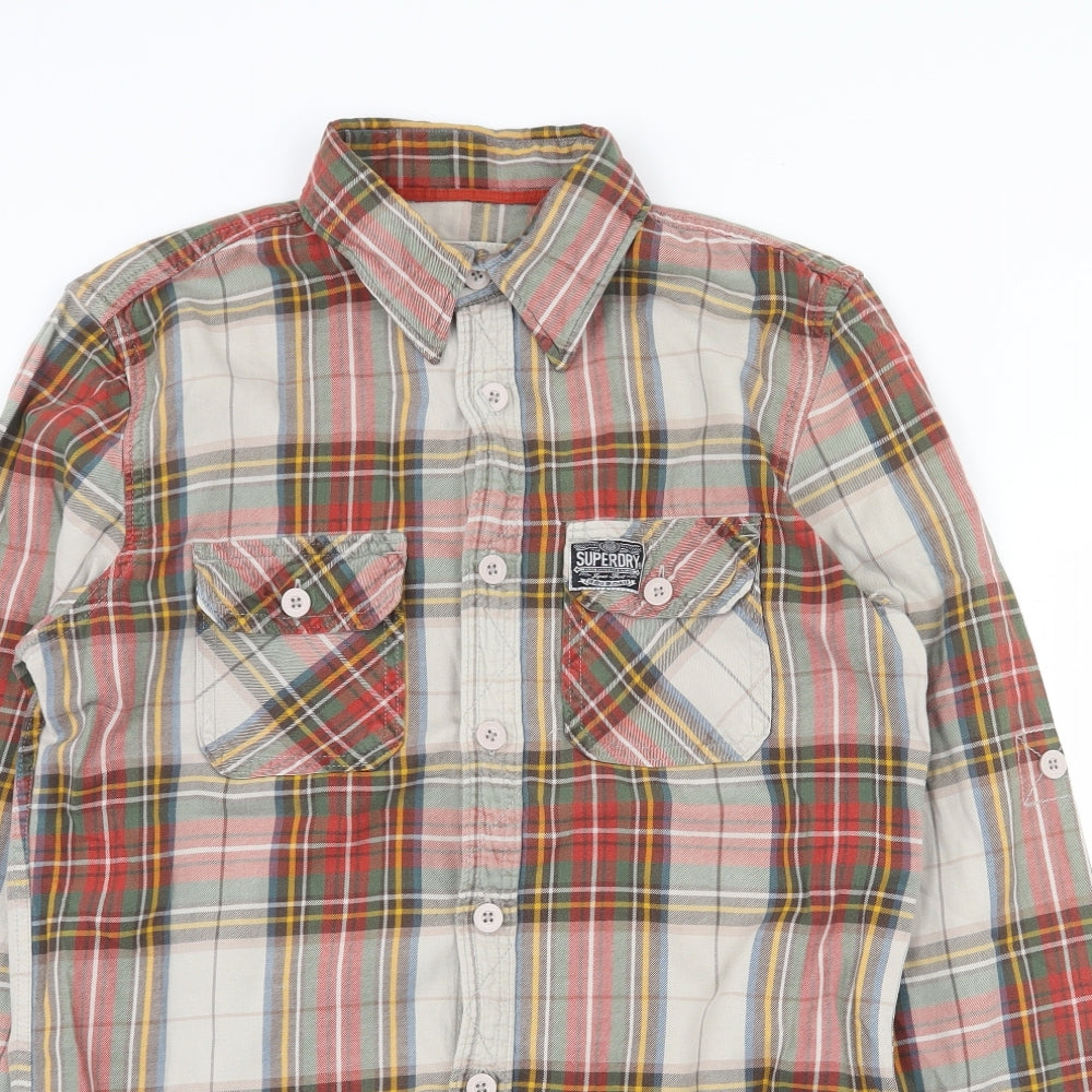 Superdry Mens Multicoloured Plaid Cotton Button-Up Size L Collared Button