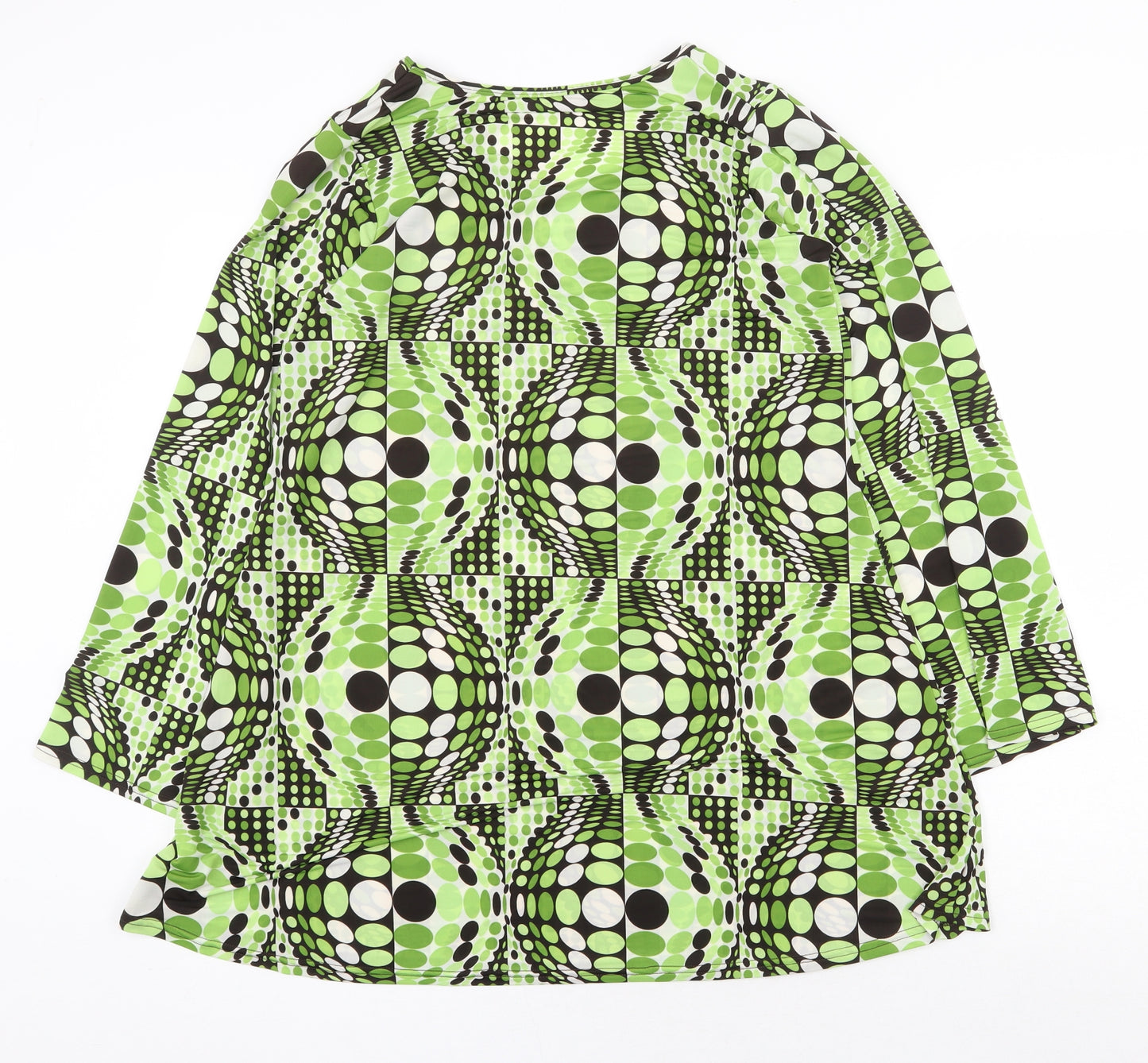 Preworn Womens Green Geometric Polyester Mini Size S Round Neck Pullover