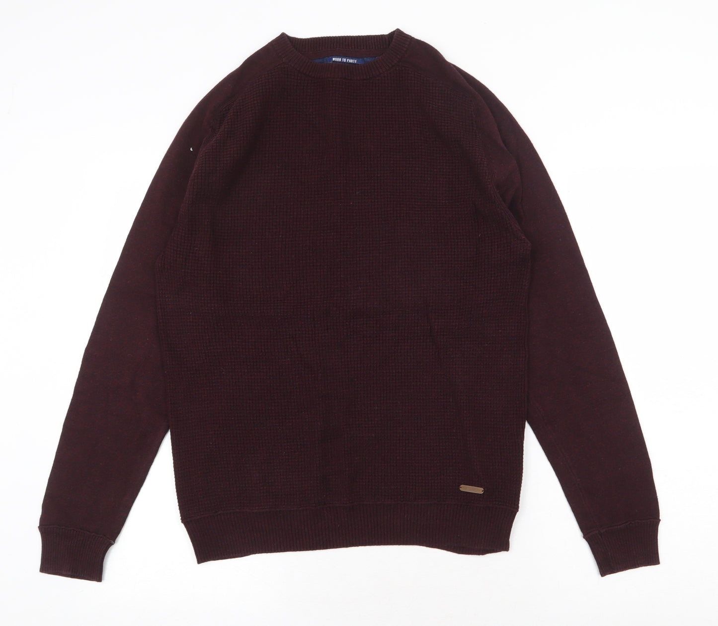 Threadbare Mens Red Round Neck Cotton Pullover Jumper Size M