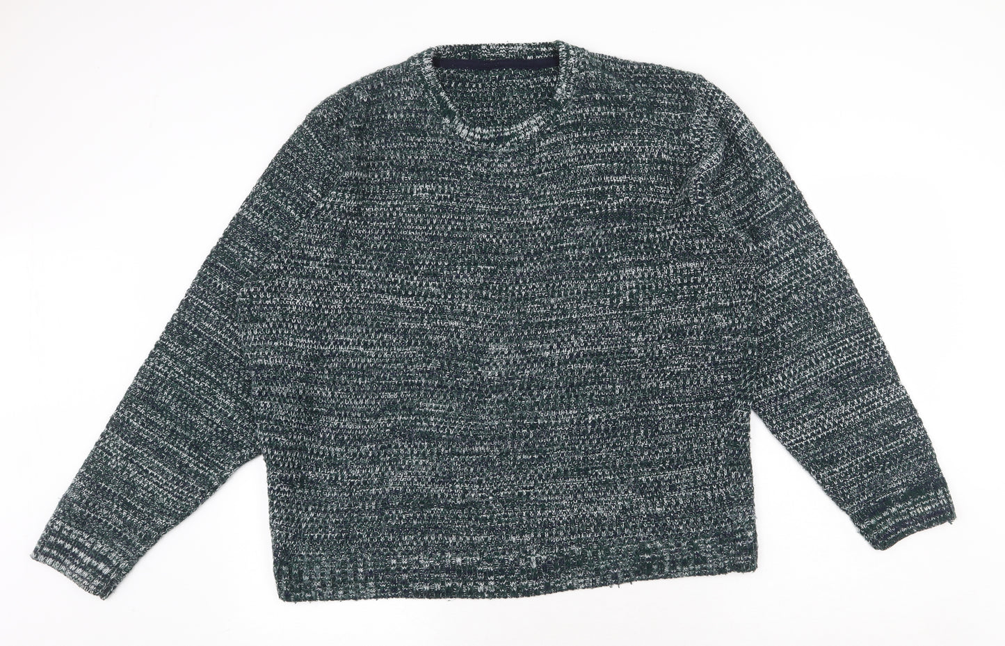 Burton Mens Green Round Neck Acrylic Pullover Jumper Size XL