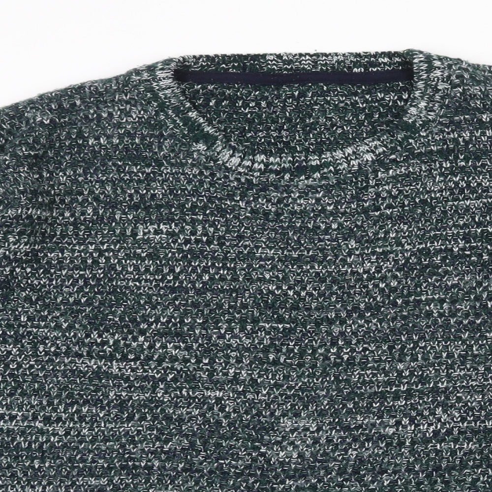 Burton Mens Green Round Neck Acrylic Pullover Jumper Size XL