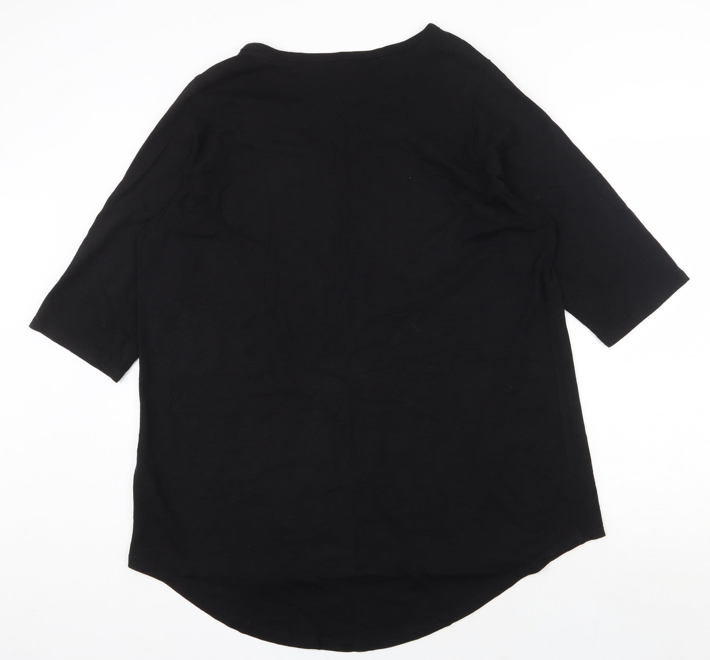 Yours Womens Black 100% Cotton Basic T-Shirt Size 20 V-Neck