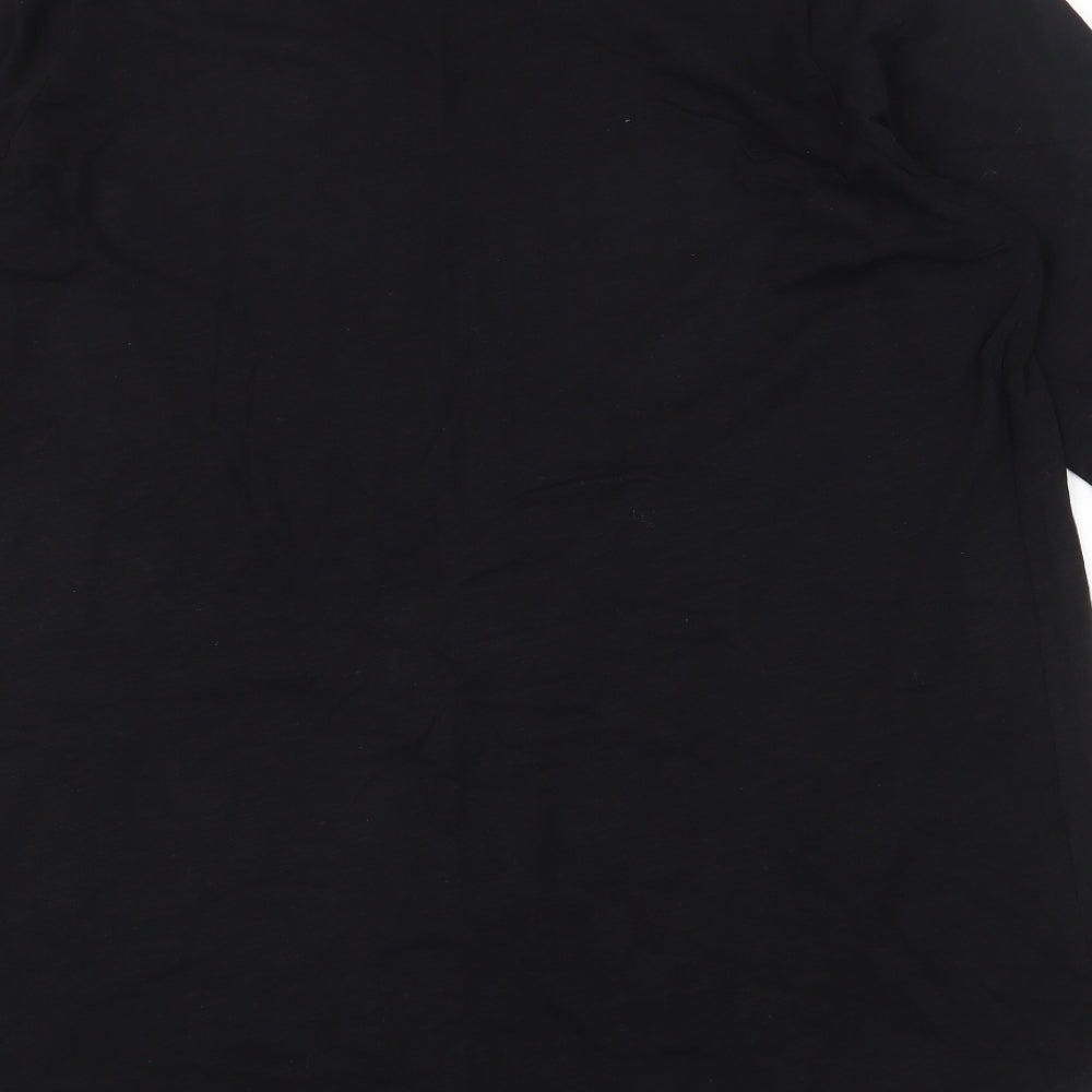 Yours Womens Black 100% Cotton Basic T-Shirt Size 20 V-Neck