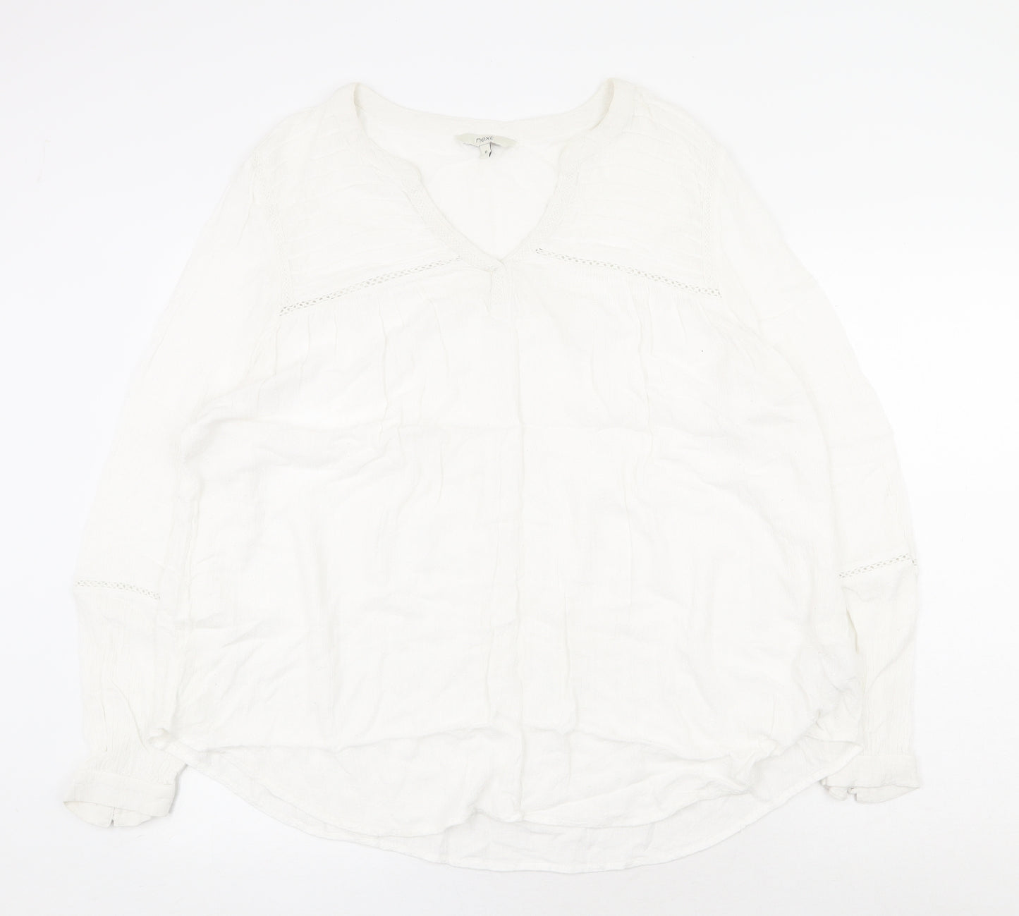 NEXT Womens White Viscose Basic Blouse Size 18 V-Neck