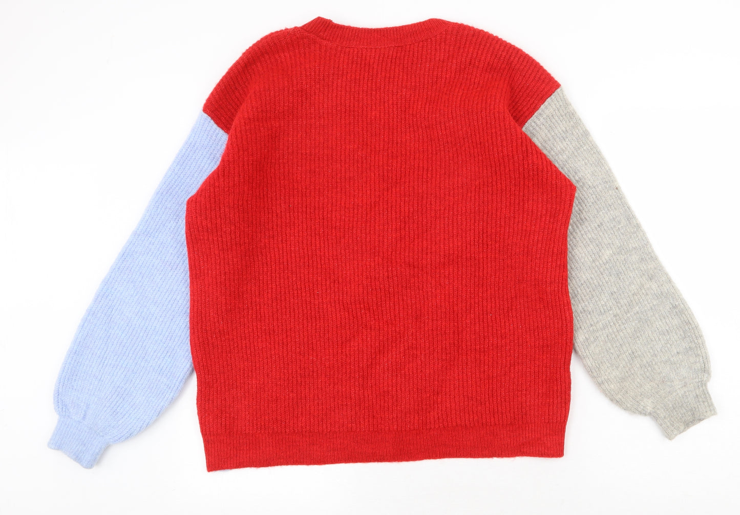 M&Co Womens Multicoloured Round Neck Geometric Acrylic Pullover Jumper Size 16 - Colourblock