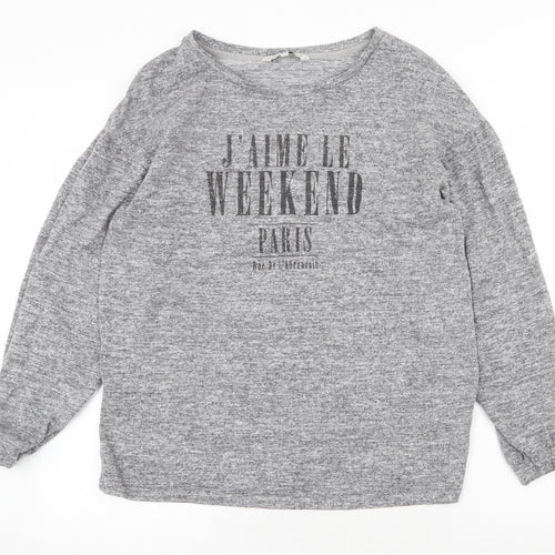 F&F Womens Grey Boat Neck Viscose Pullover Jumper Size 12 - Weekend, Paris