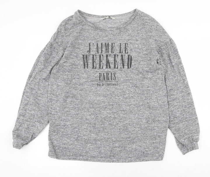 F&F Womens Grey Boat Neck Viscose Pullover Jumper Size 12 - Weekend, Paris