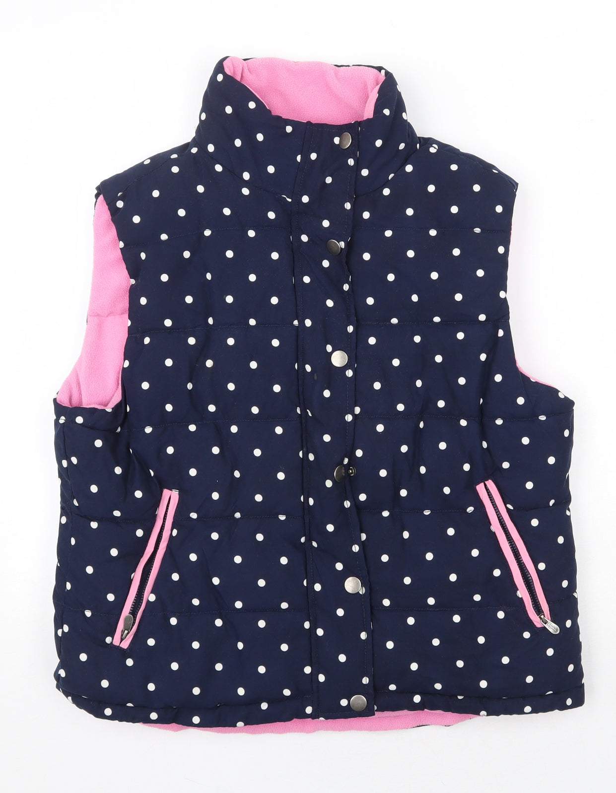 Rydale Womens Blue Polka Dot Gilet Jacket Size M Zip