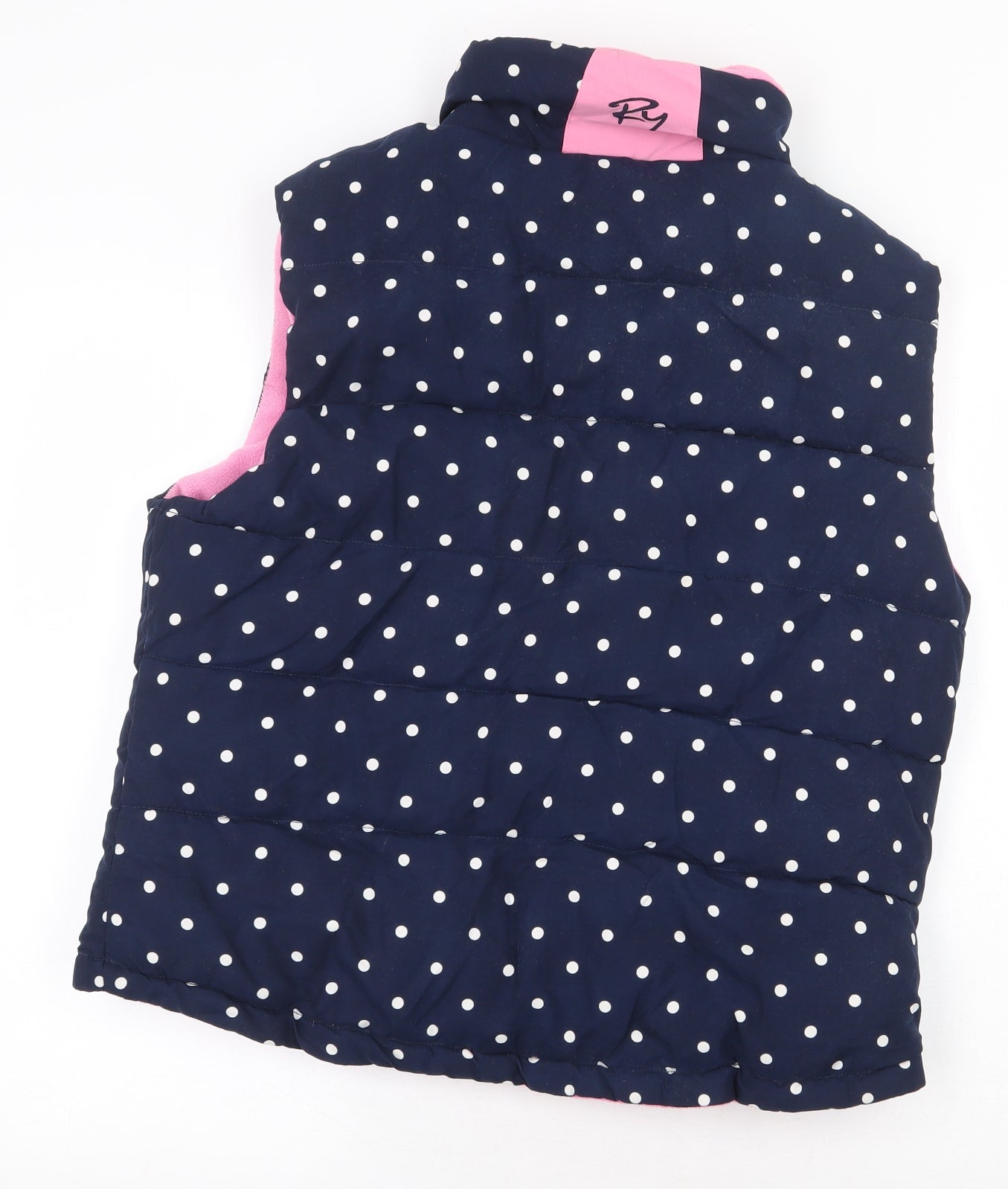 Rydale Womens Blue Polka Dot Gilet Jacket Size M Zip