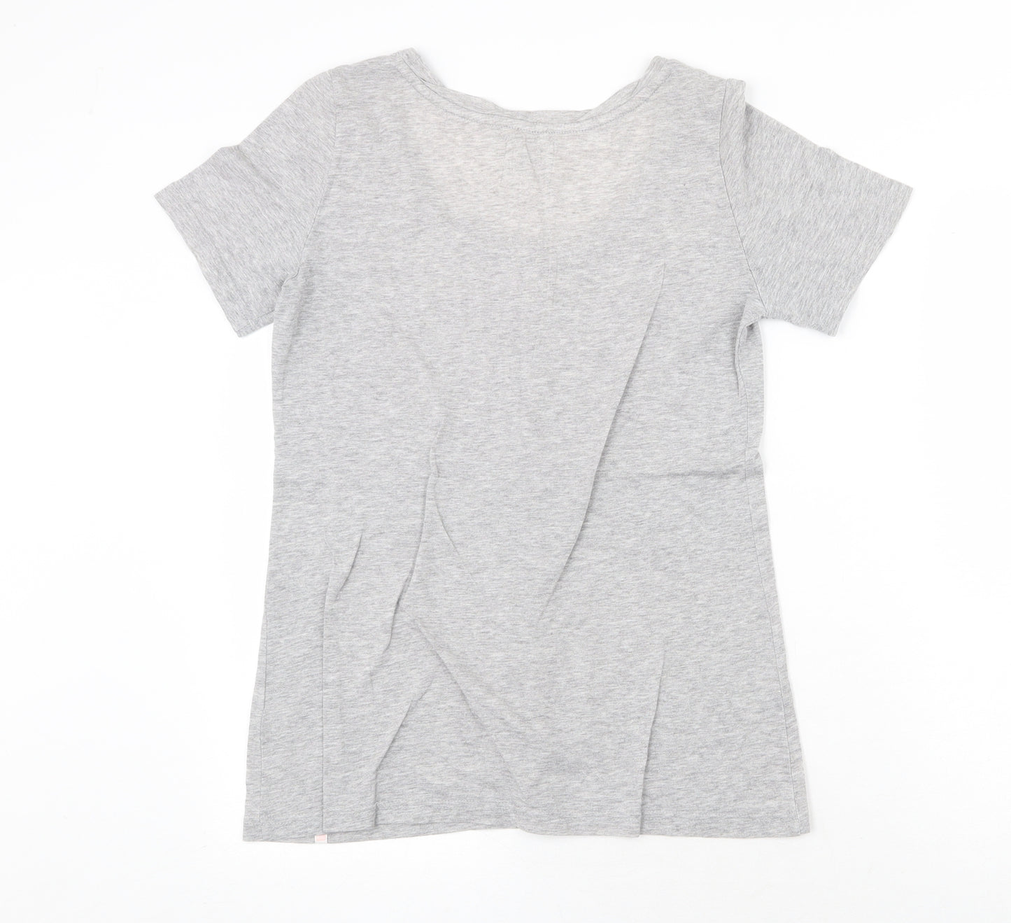 QuickSilver Womens Grey Cotton Basic T-Shirt Size M Scoop Neck