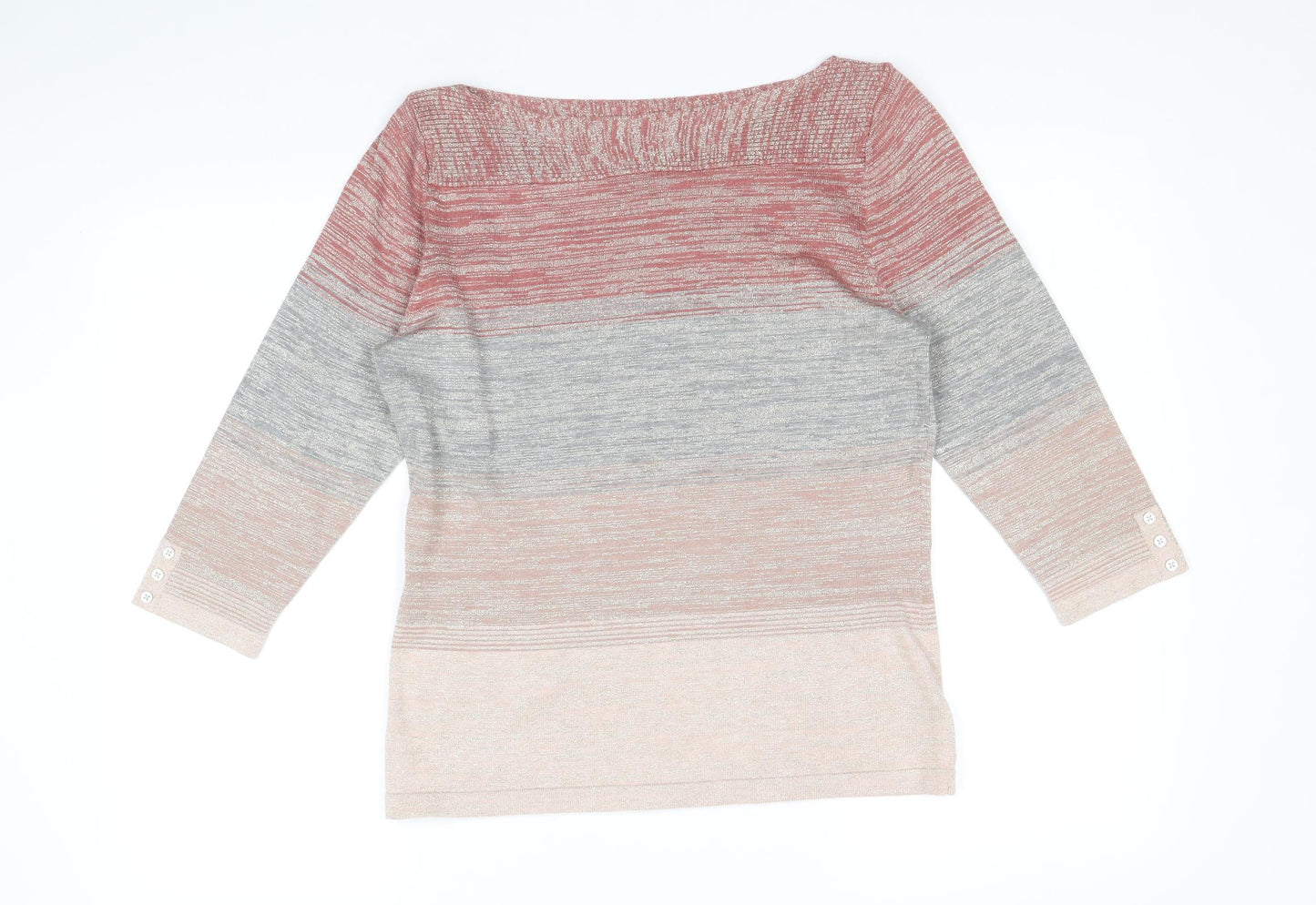 NEXT Womens Multicoloured Boat Neck Striped Cotton Pullover Jumper Size 12