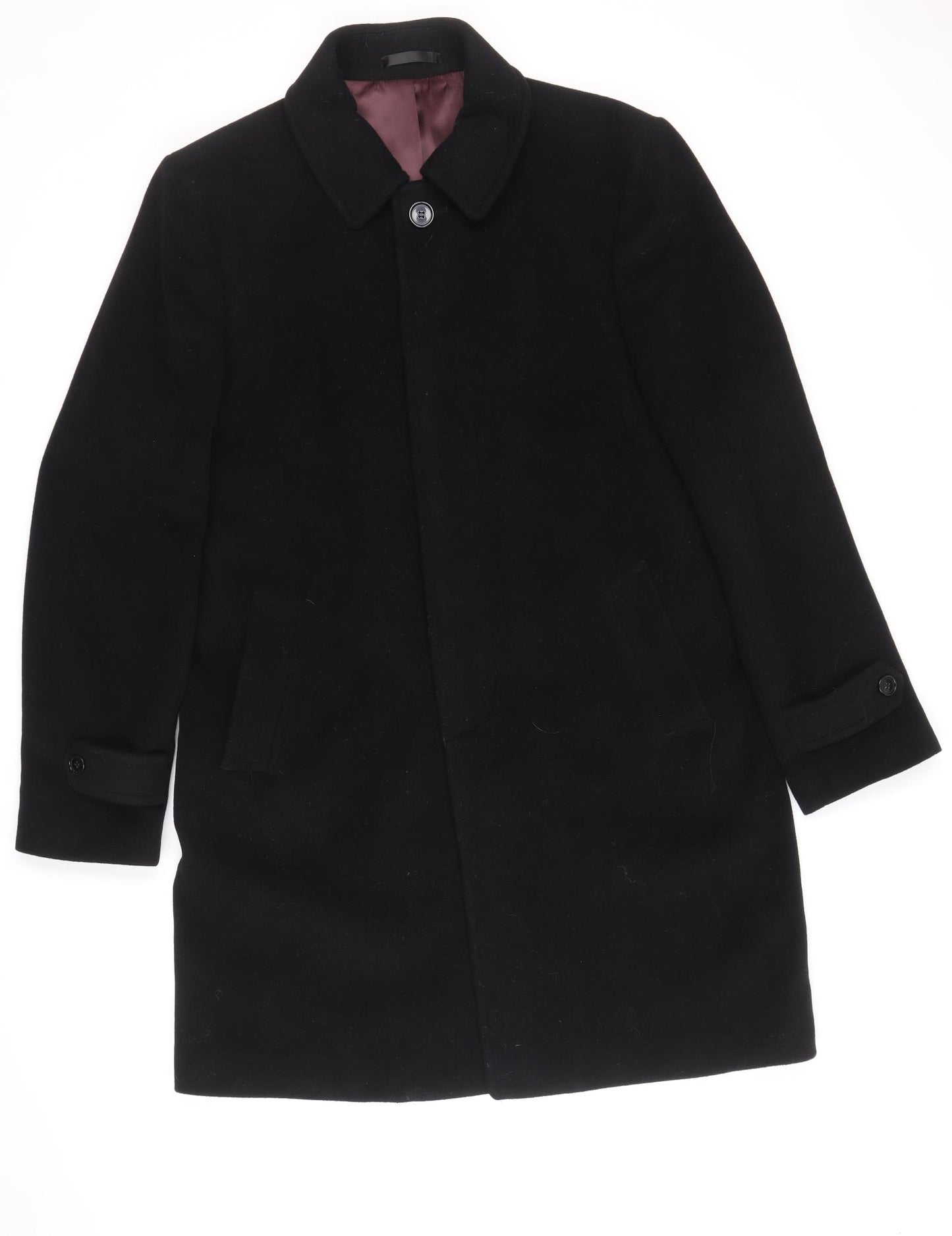 Marks and Spencer Mens Black Trench Coat Coat Size L Button