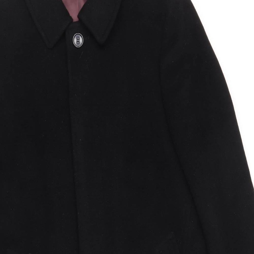 Marks and Spencer Mens Black Trench Coat Coat Size L Button