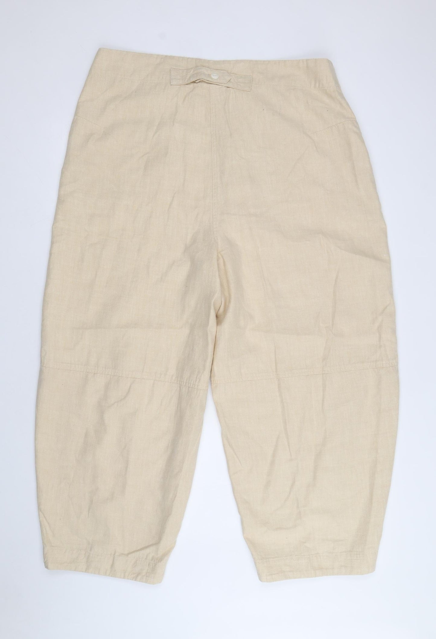 Poetry Womens Beige Hemp Cropped Trousers Size 18 Regular Zip