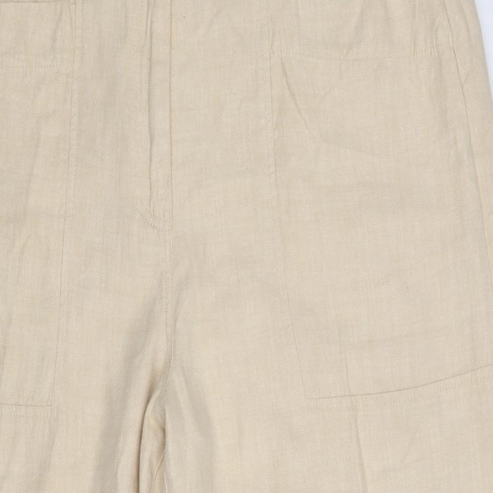 Poetry Womens Beige Hemp Cropped Trousers Size 18 Regular Zip