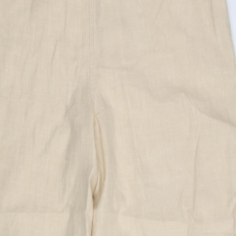Poetry Womens Beige Hemp Cropped Trousers Size 18 Regular Zip
