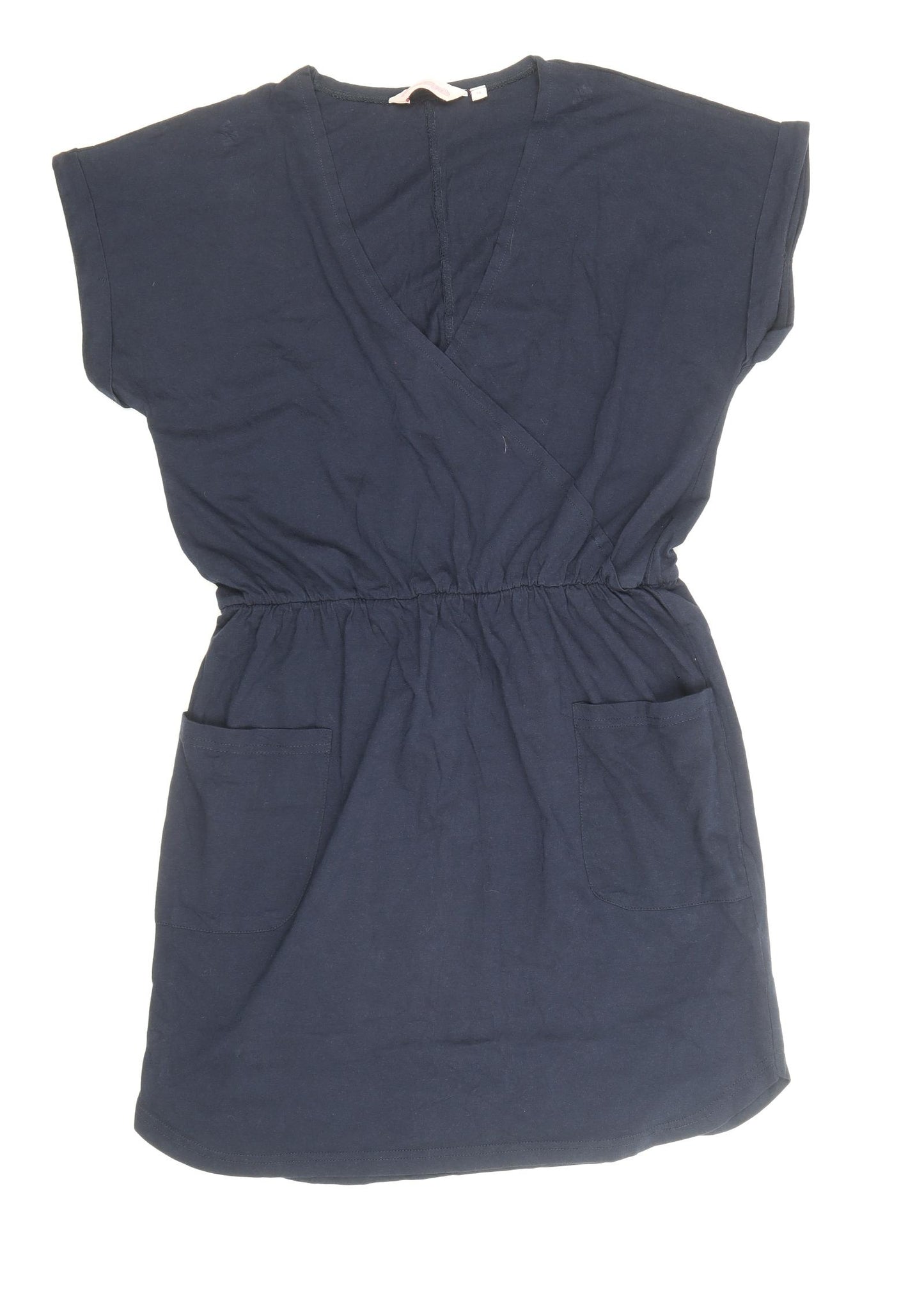 Baand Angels Womens Blue 100% Cotton Mini Size 14 V-Neck Pullover
