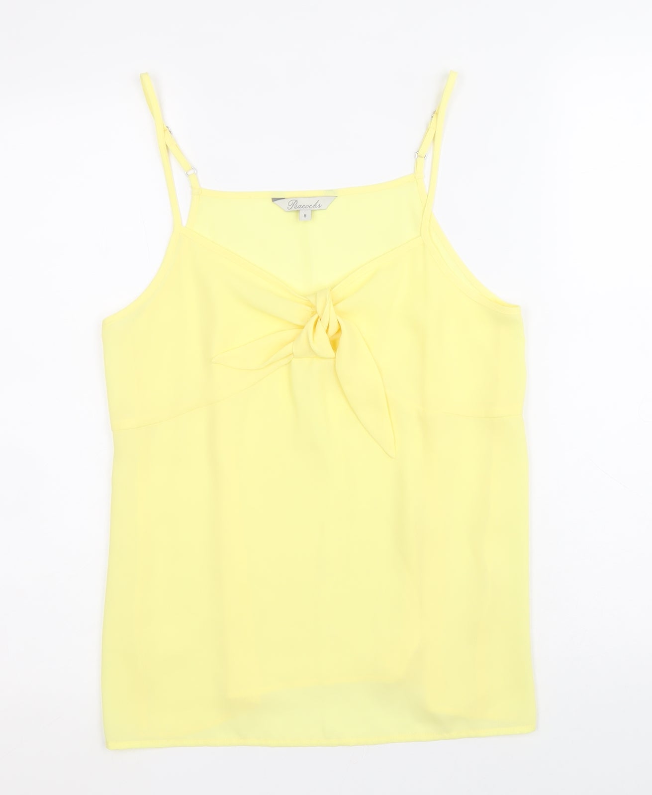 Peacocks Womens Yellow Polyester Basic Tank Size 8 V-Neck