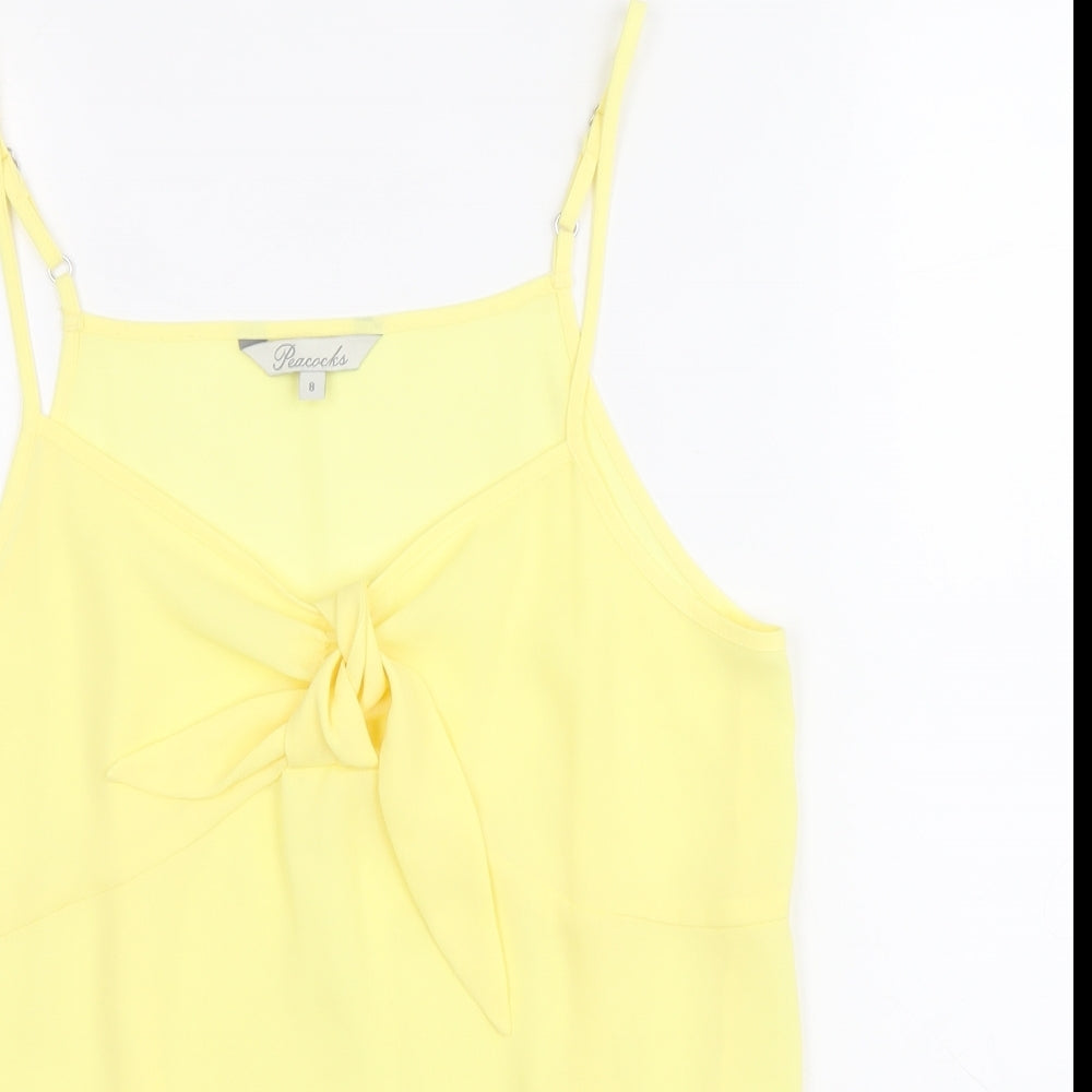 Peacocks Womens Yellow Polyester Basic Tank Size 8 V-Neck