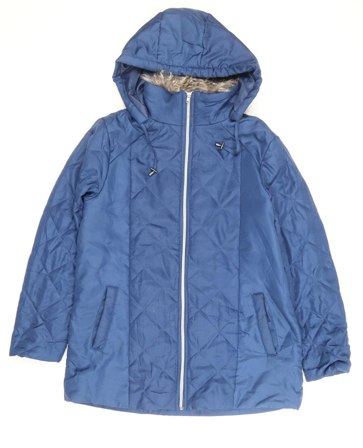 Anne De Lancay Womens Blue Quilted Coat Size S Zip