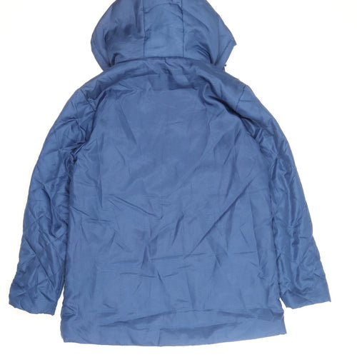 Anne De Lancay Womens Blue Quilted Coat Size S Zip