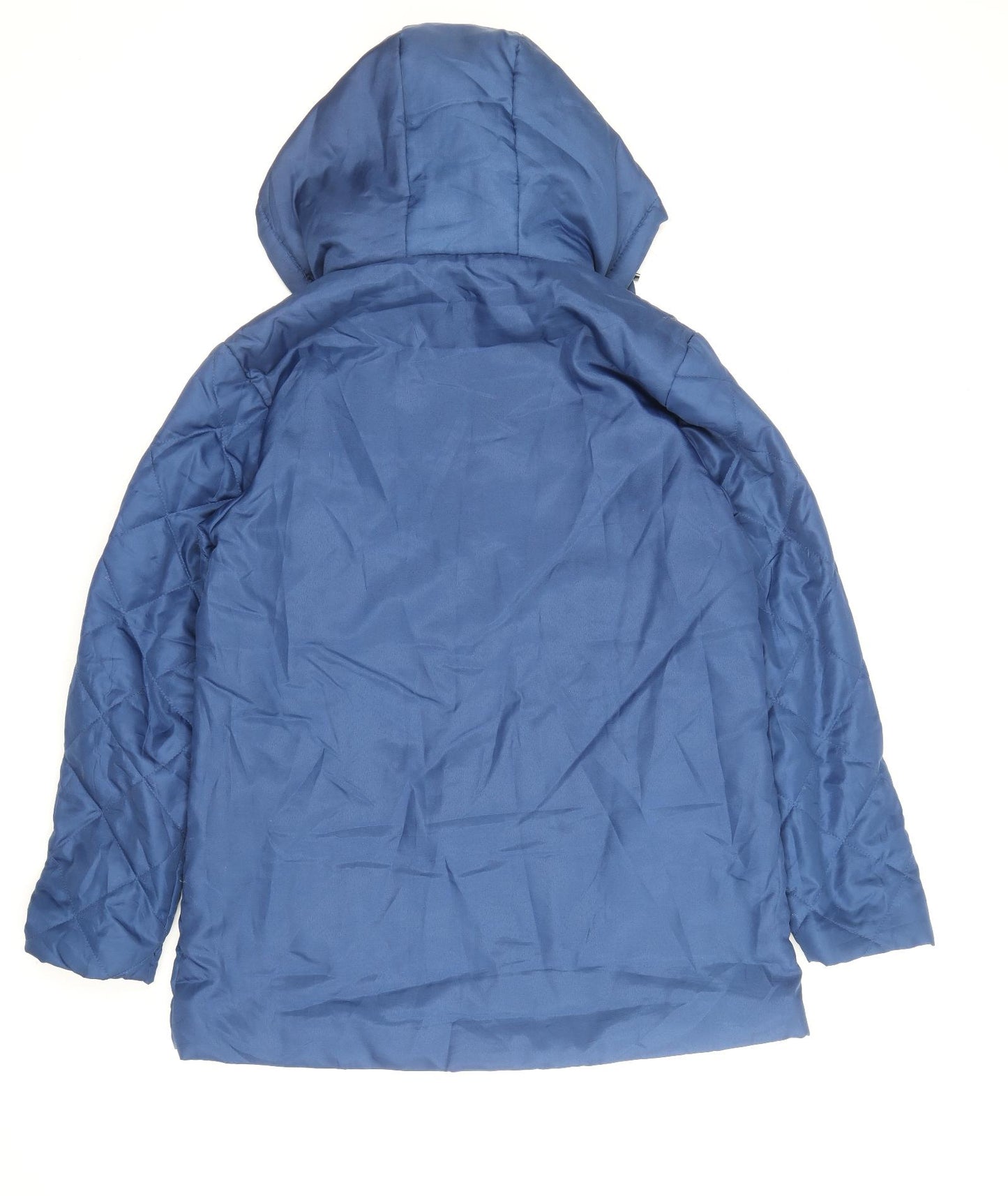 Anne De Lancay Womens Blue Quilted Coat Size S Zip