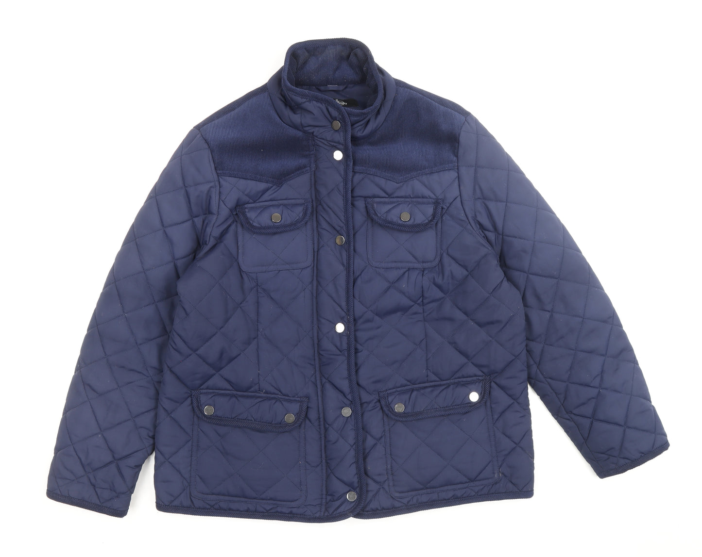 David Barry Womens Blue Quilted Jacket Size 18 Zip